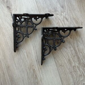 2 Vintage Metal Brown Wall Brackets